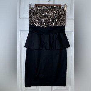 Alice + Olivia Black Peplum Skirt with Sequin Waist Size XS